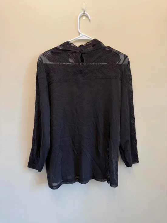 Sundance | Sheer Floral Top Womens mesh stretch boho Like New LARGE blouse - Picture 5 of 10